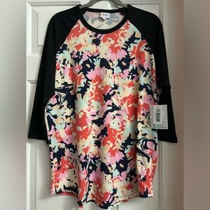 LuLaRoe 3/4 Sleeve - Black & Pink Abstract Randy (NWT)